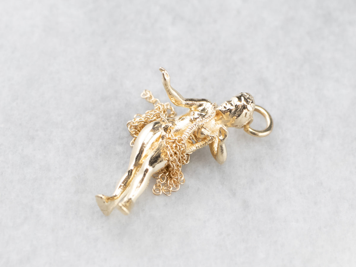 14K Gold Hula Girl Hawaiian Charm