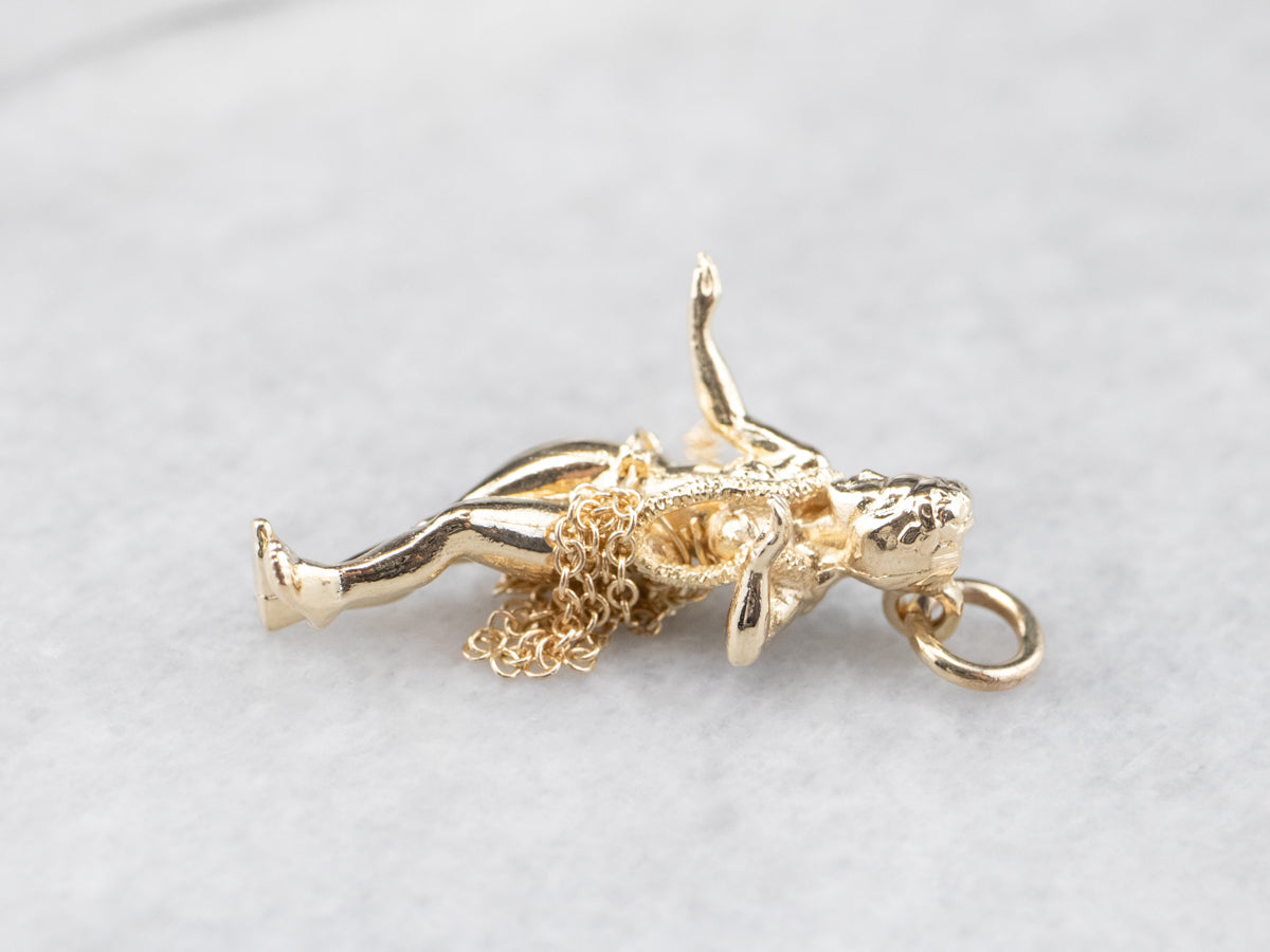 14K Gold Hula Girl Hawaiian Charm