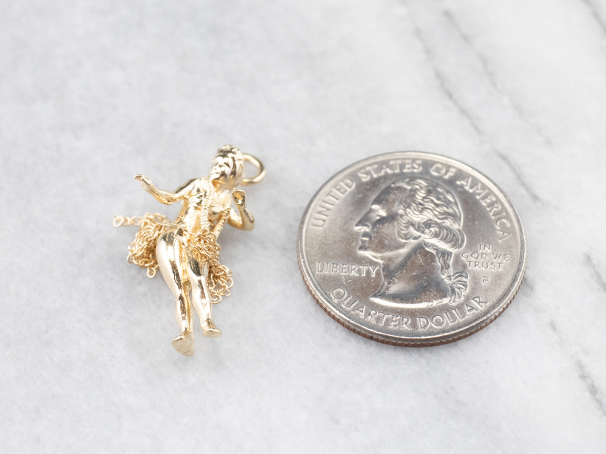 14K Gold Hula Girl Hawaiian Charm