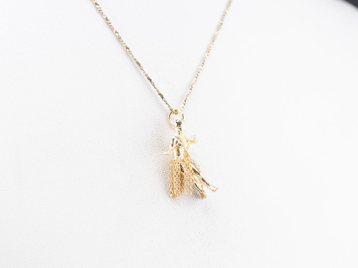 14K Gold Hula Girl Hawaiian Charm