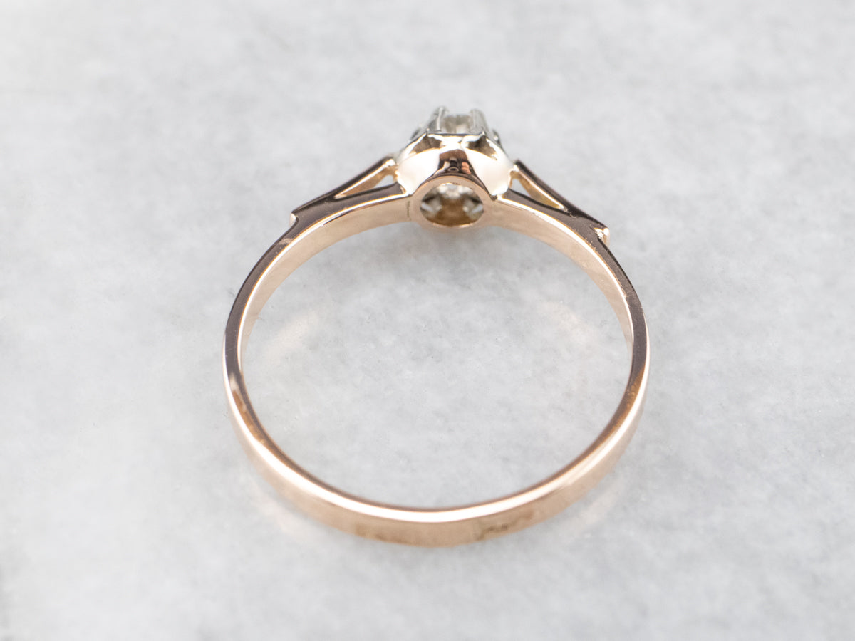 Diamond Two Tone Gold Solitaire Engagement Ring