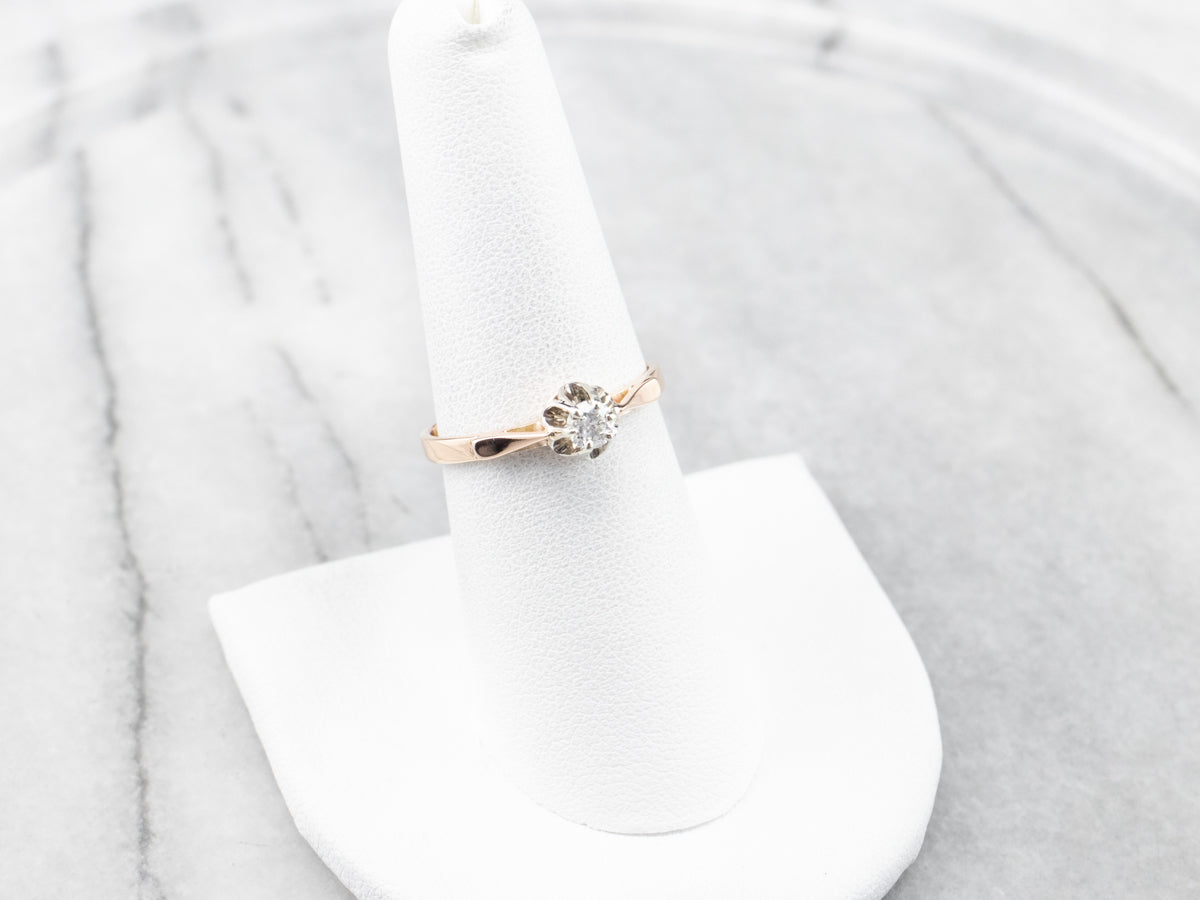 Diamond Two Tone Gold Solitaire Engagement Ring