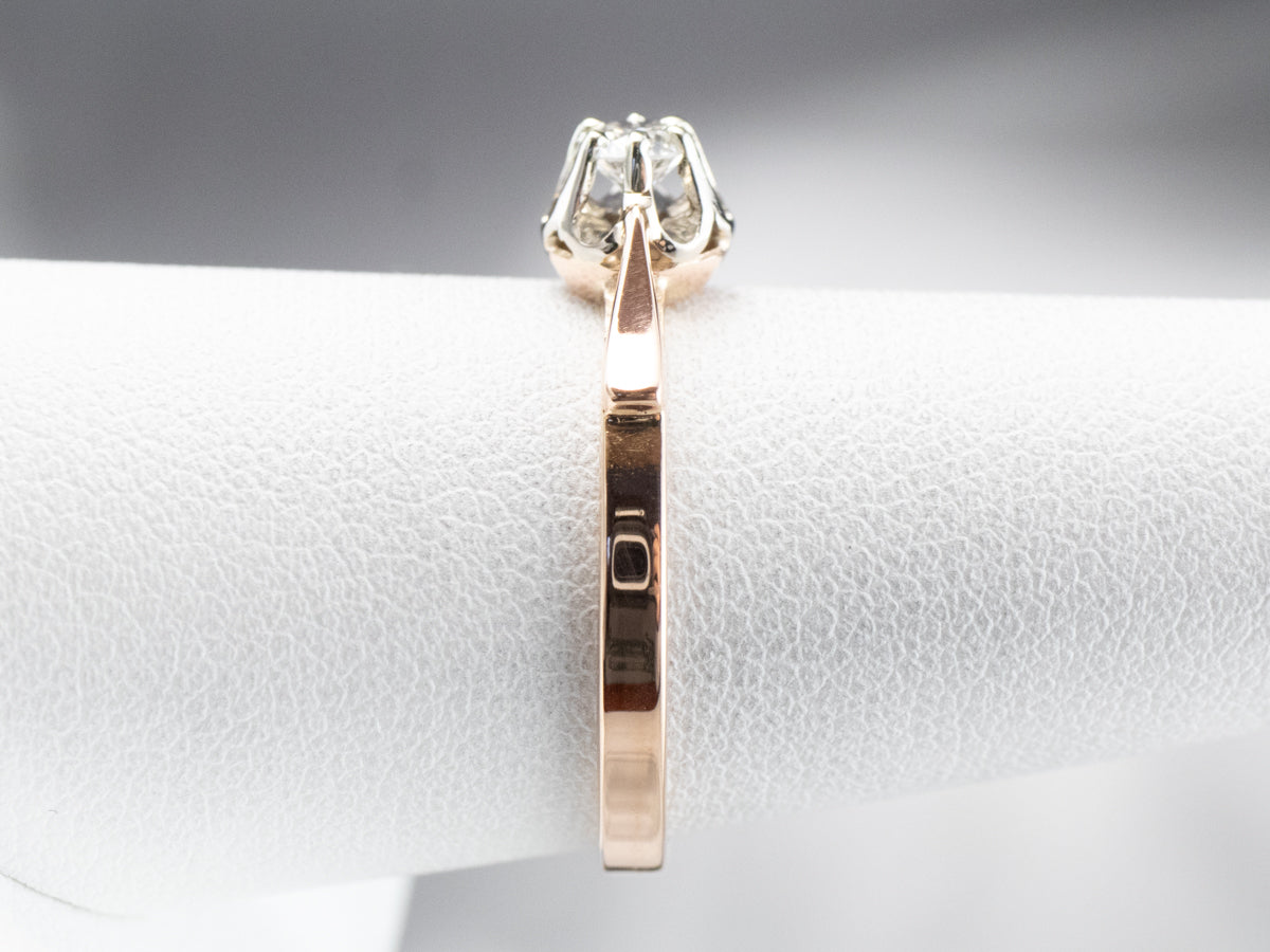 Diamond Two Tone Gold Solitaire Engagement Ring