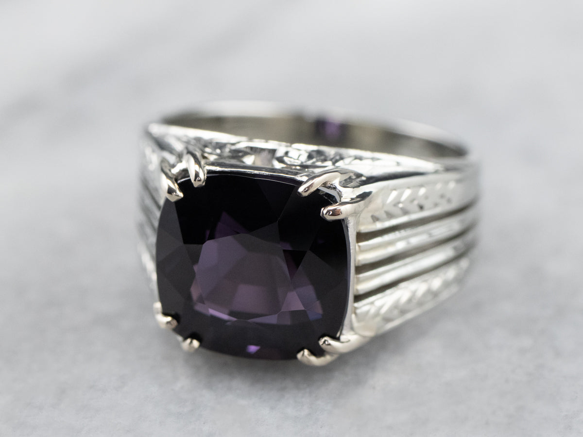 Vintage Purple Spinel White Gold Statement Ring