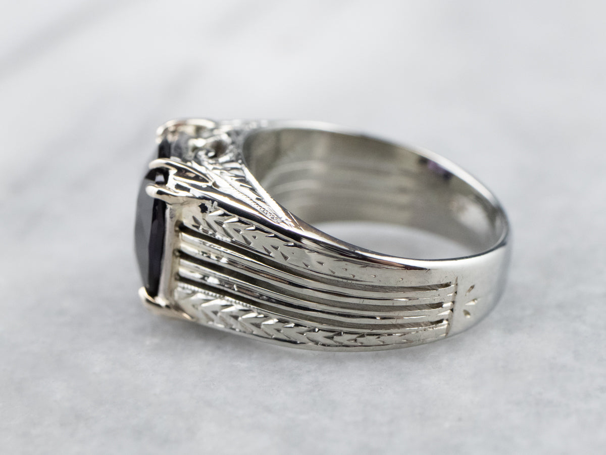 Vintage Purple Spinel White Gold Statement Ring