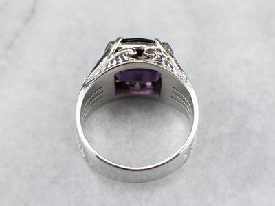 Vintage Purple Spinel White Gold Statement Ring