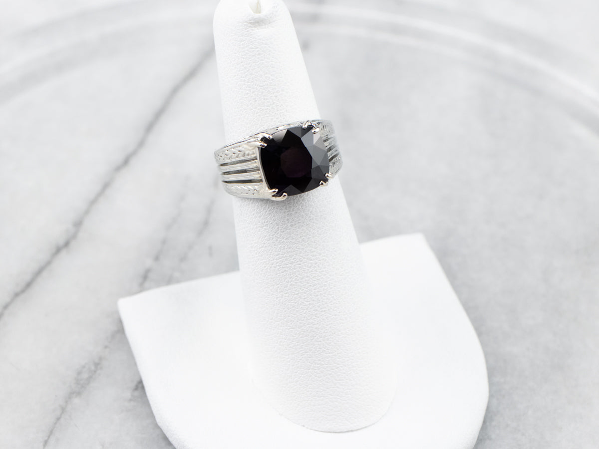 Vintage Purple Spinel White Gold Statement Ring