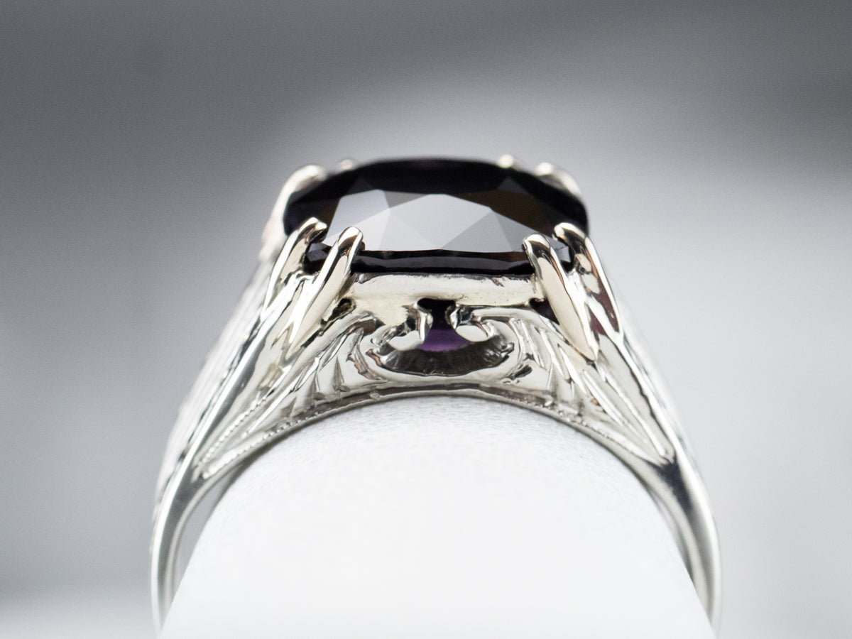 Vintage Purple Spinel White Gold Statement Ring