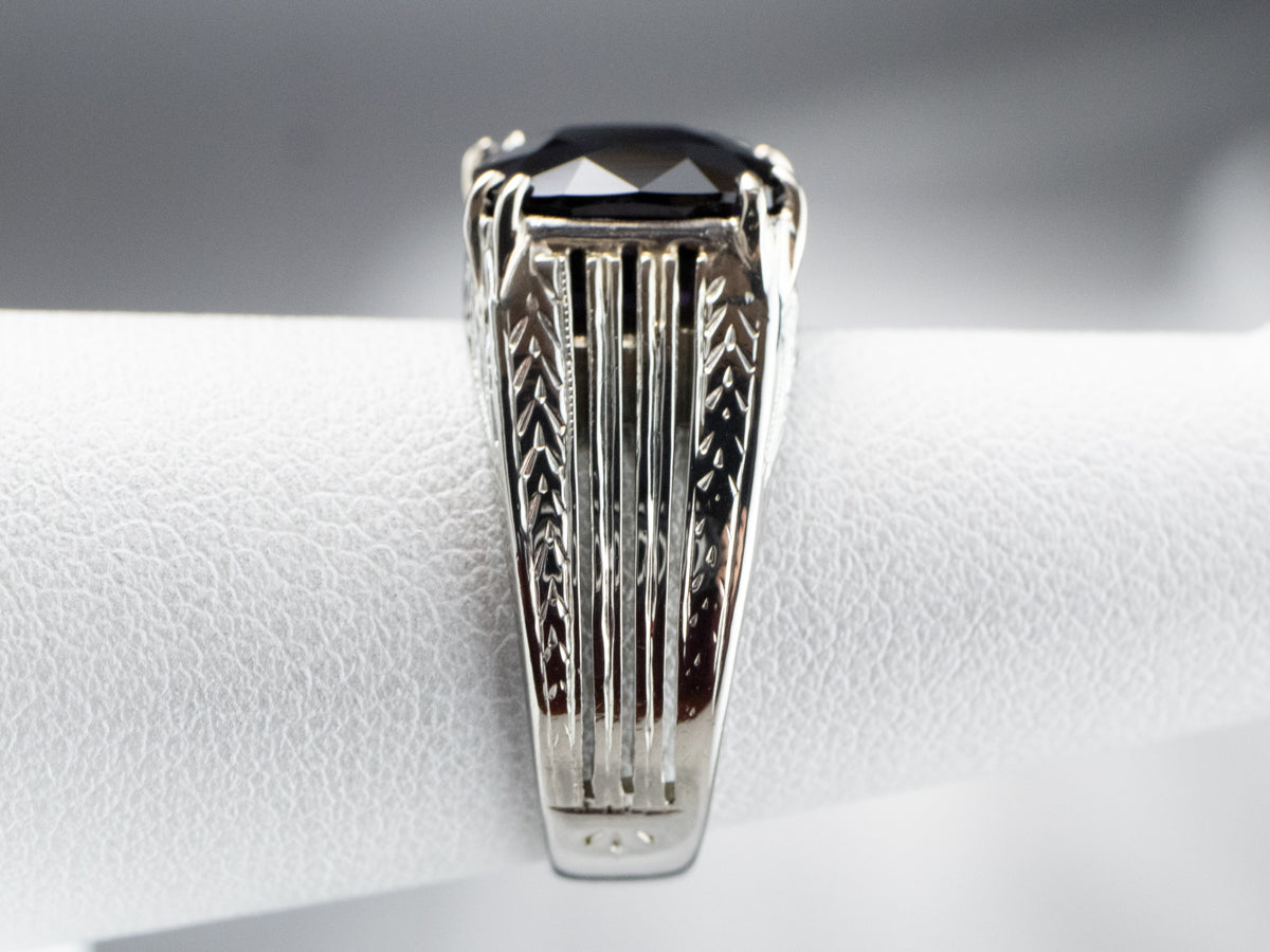 Vintage Purple Spinel White Gold Statement Ring