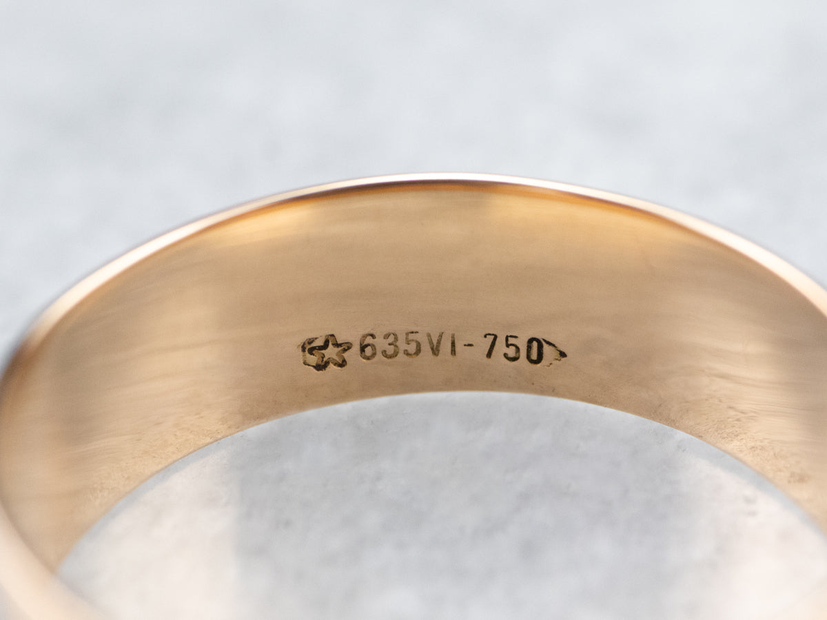 18K Gold Chevron Patterned Cigar Band Ring