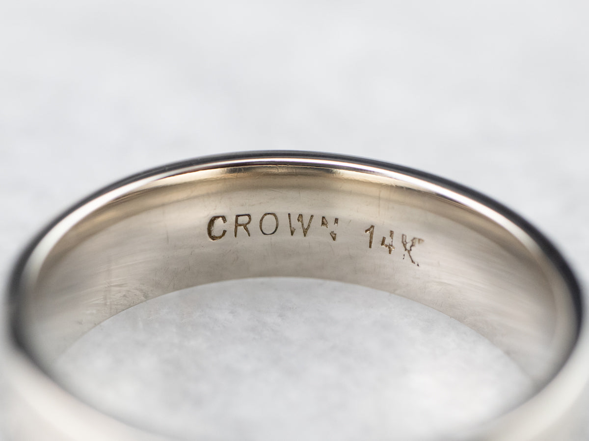 Patterned White Gold Wedding Band