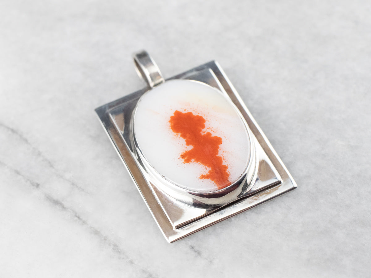 Sterling Silver Orange Agate Pendant