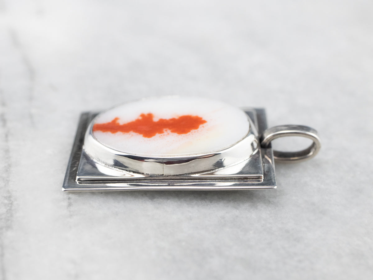 Sterling Silver Orange Agate Pendant