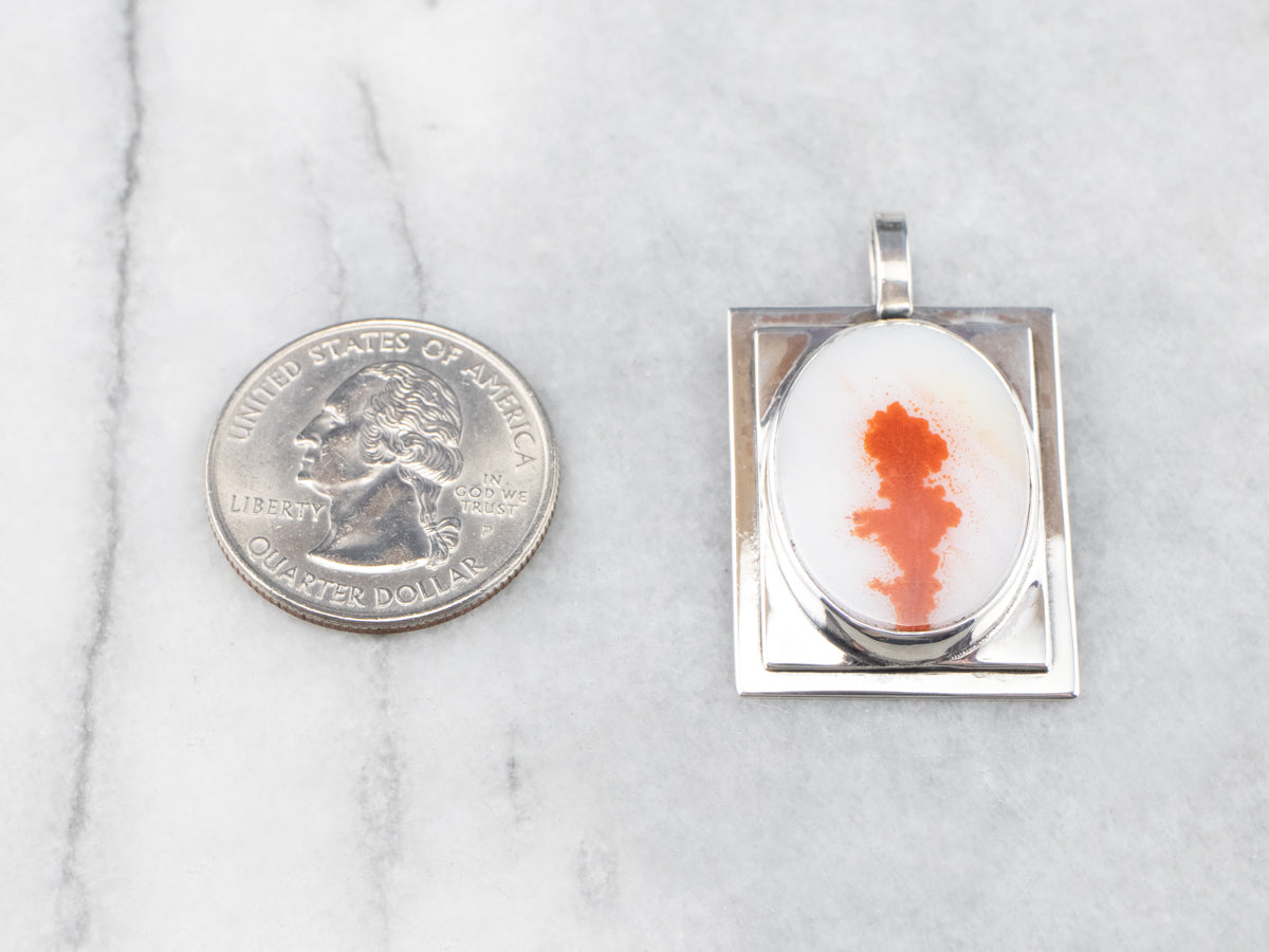 Sterling Silver Orange Agate Pendant