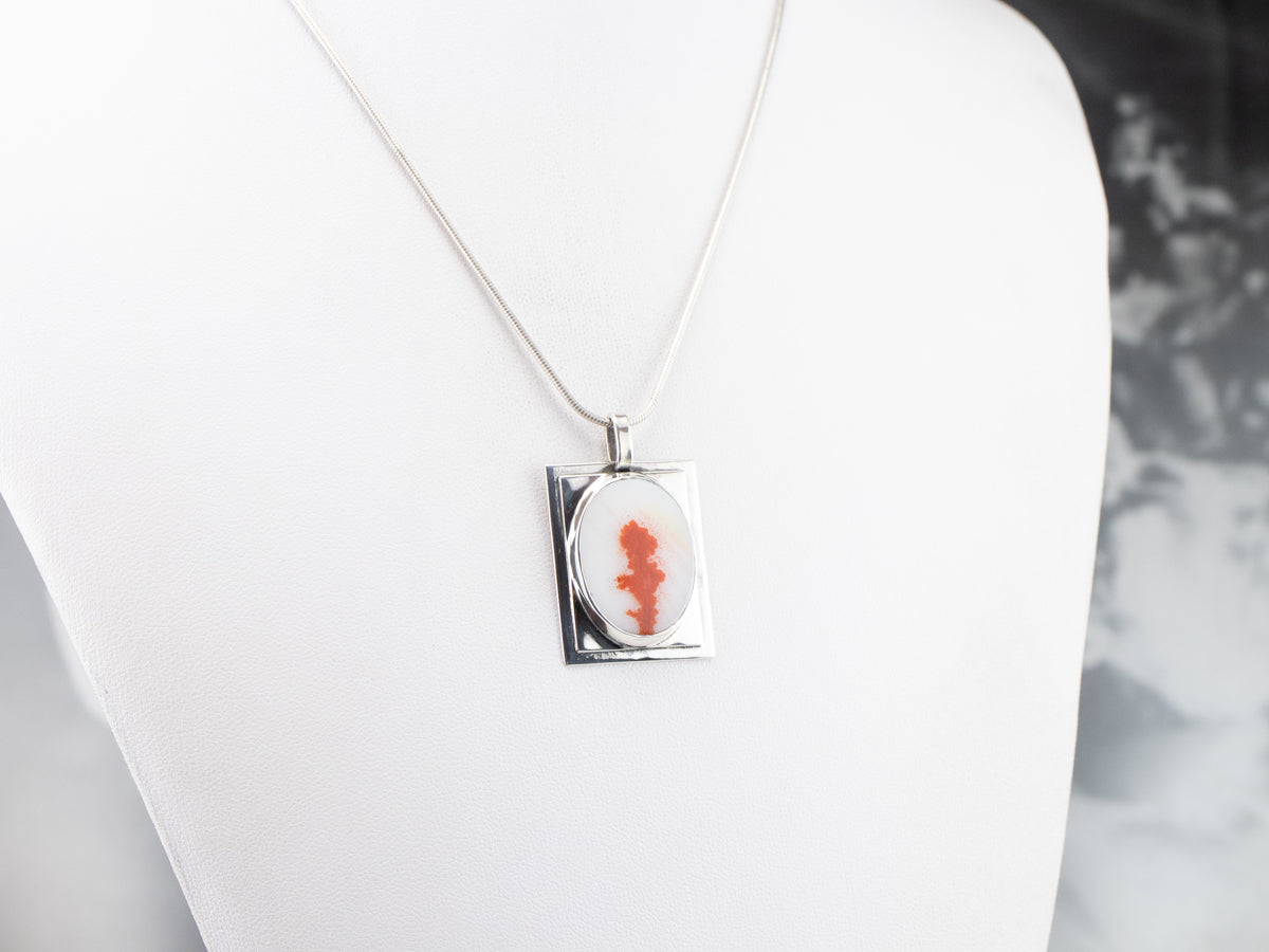 Sterling Silver Orange Agate Pendant
