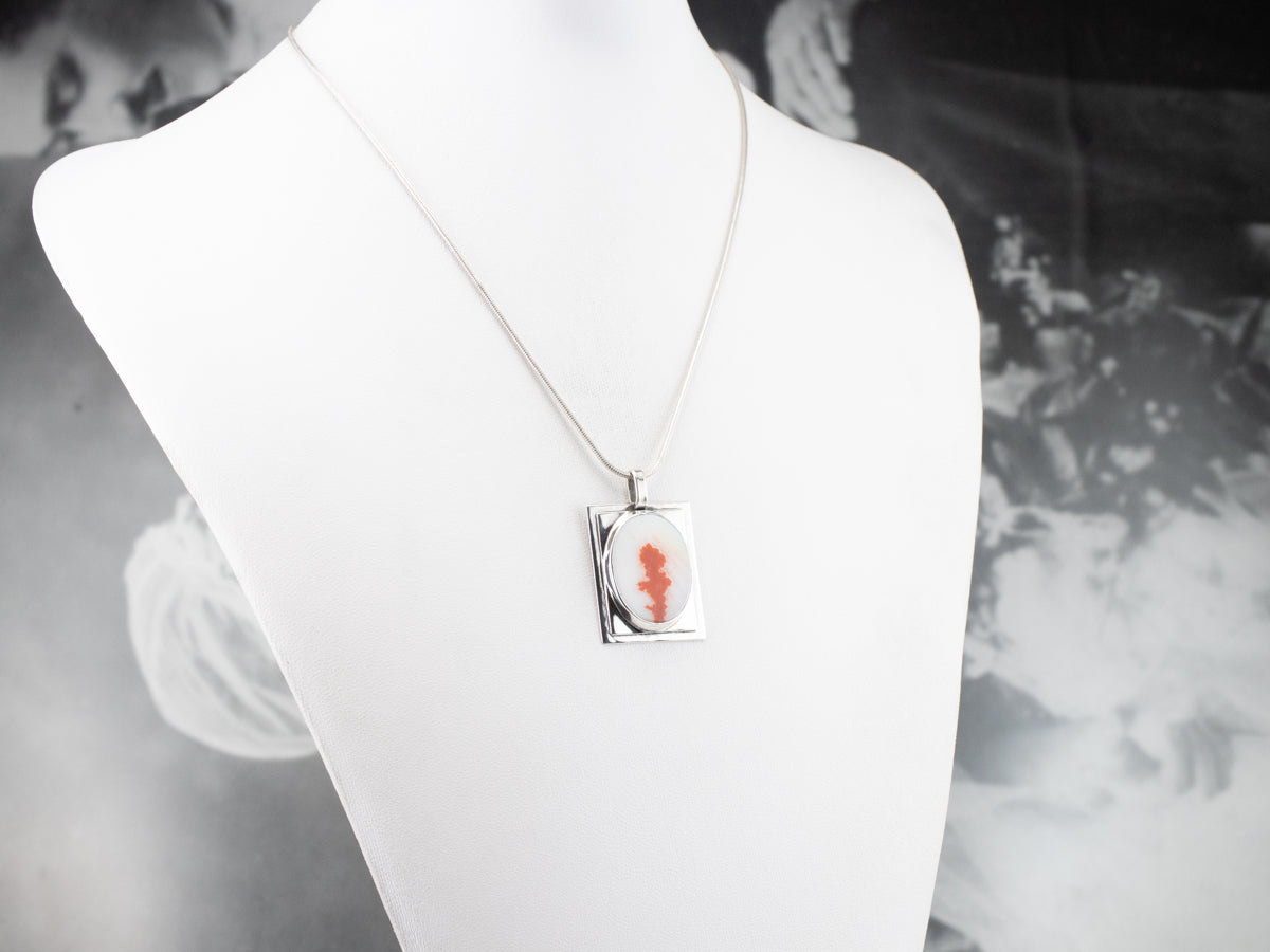 Sterling Silver Orange Agate Pendant