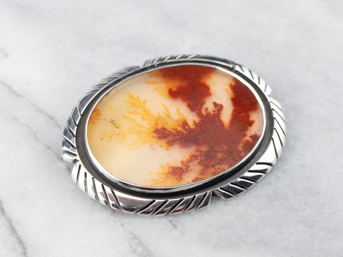 Sterling Silver Dendritic Quartz Pendant or Brooch