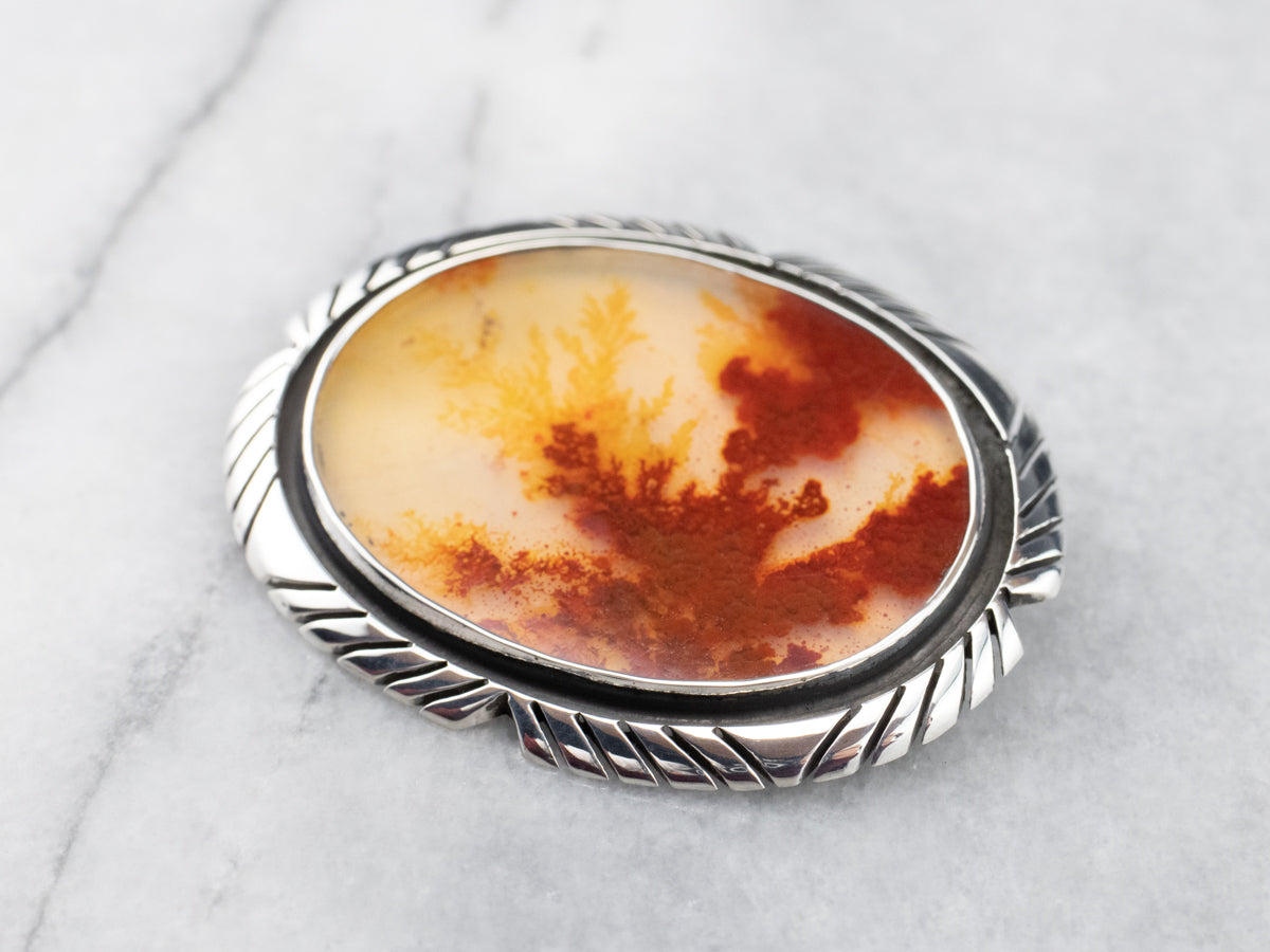 Sterling Silver Dendritic Quartz Pendant or Brooch