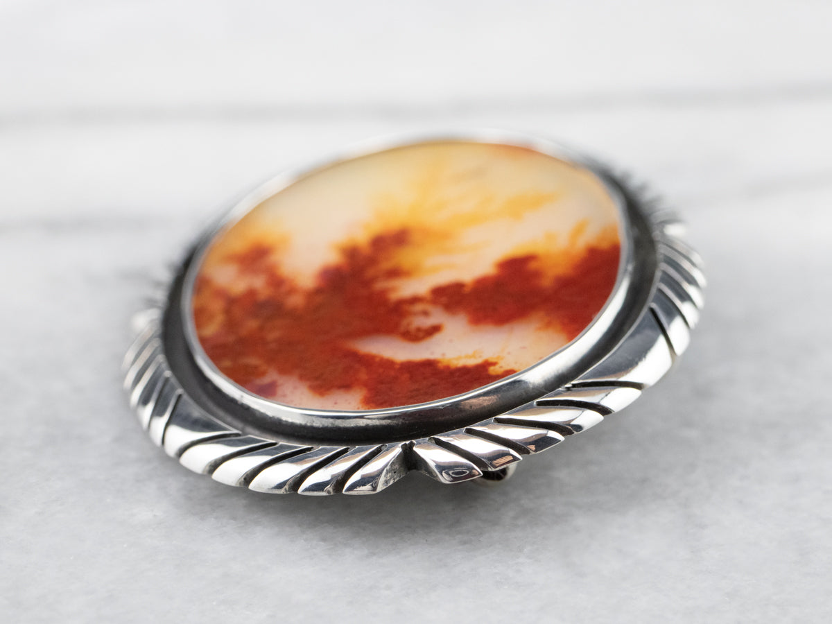 Sterling Silver Dendritic Quartz Pendant or Brooch