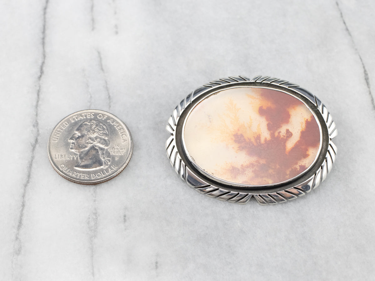 Sterling Silver Dendritic Quartz Pendant or Brooch