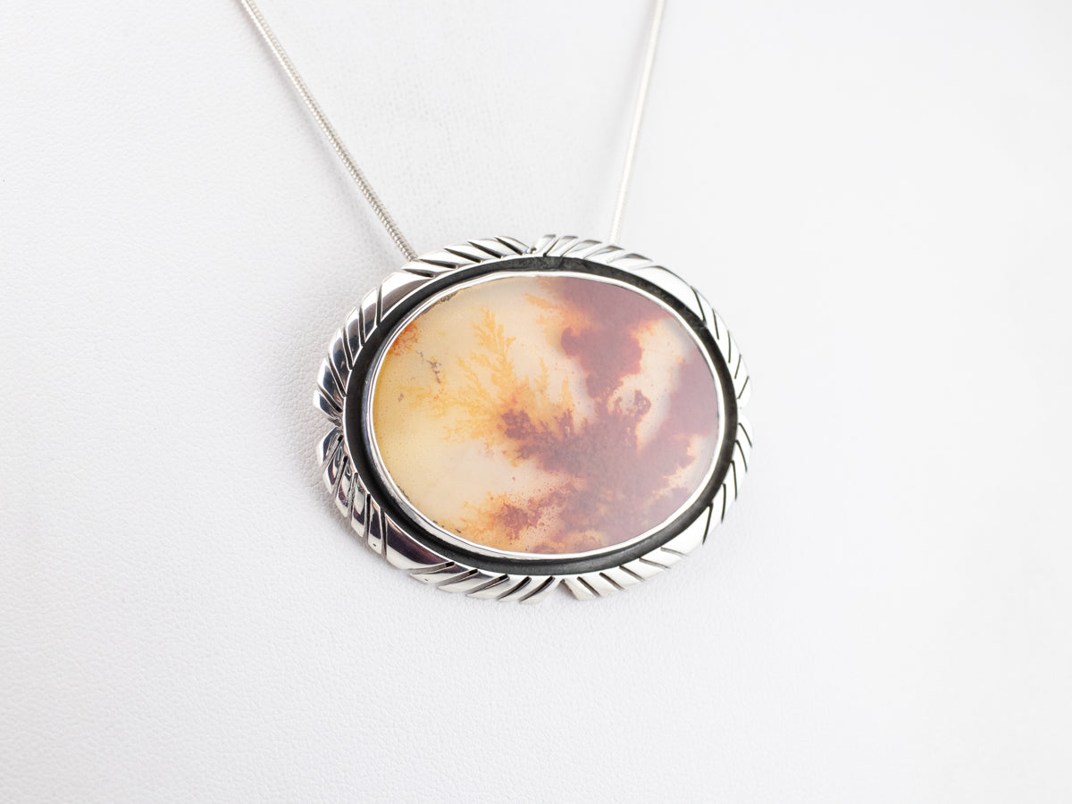 Sterling Silver Dendritic Quartz Pendant or Brooch