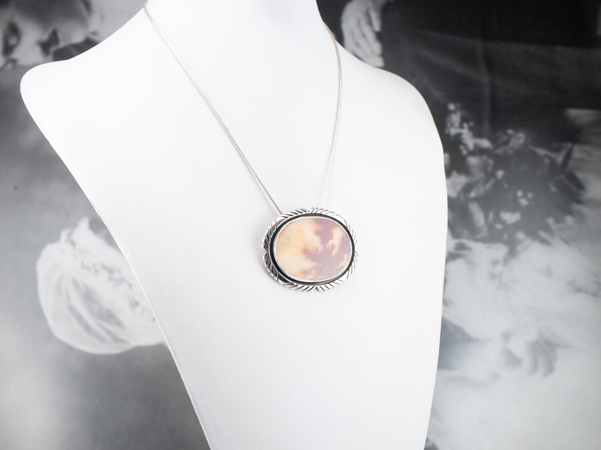 Sterling Silver Dendritic Quartz Pendant or Brooch