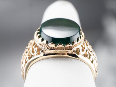 Bold Green Onyx and Gold Ring