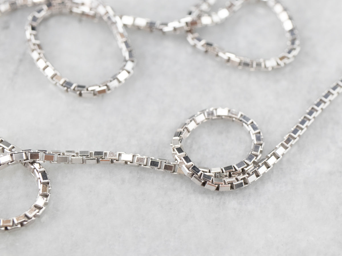 Cadena tipo caja de oro blanco de 14 quilates