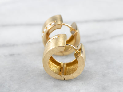 Modernist 18K Gold Diamond Hoop Earrings