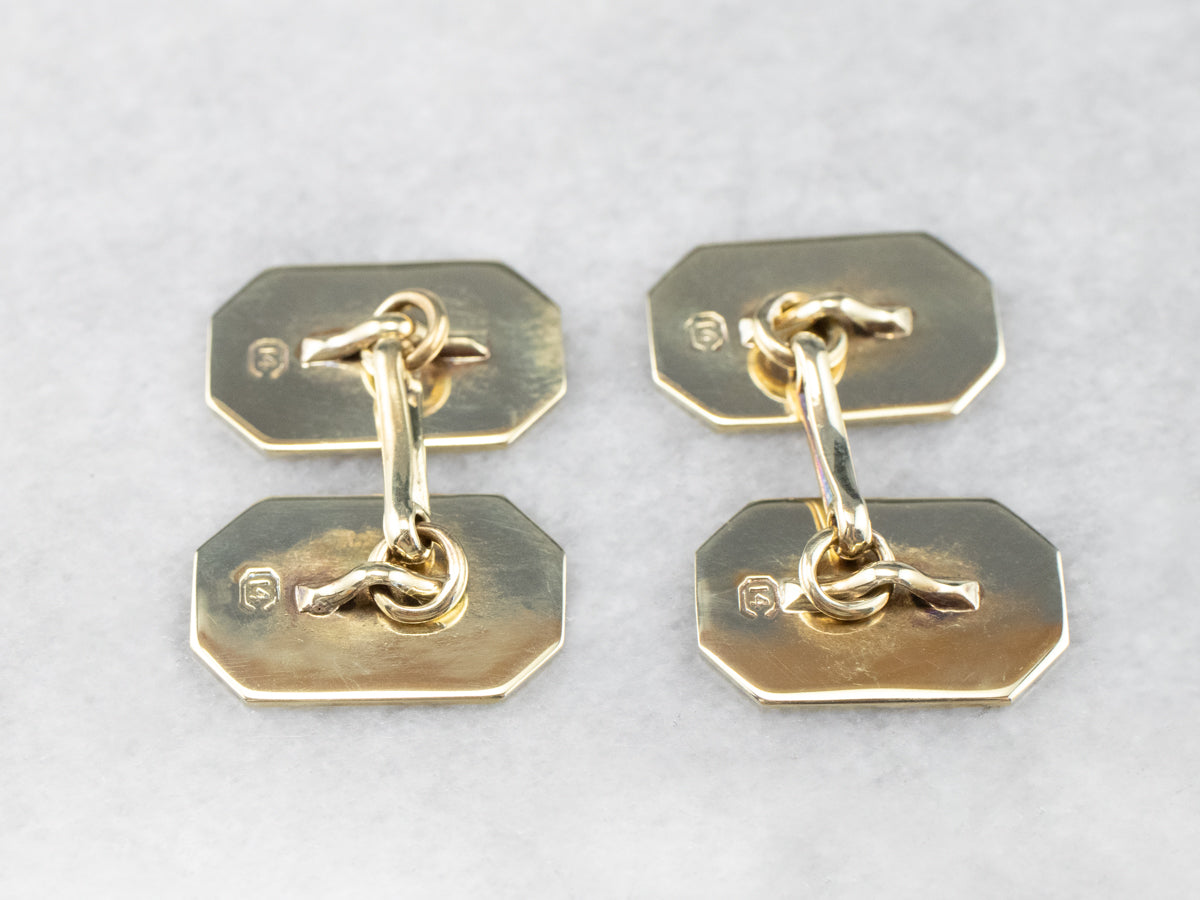 Gemelos vintage de oro esmaltado negro