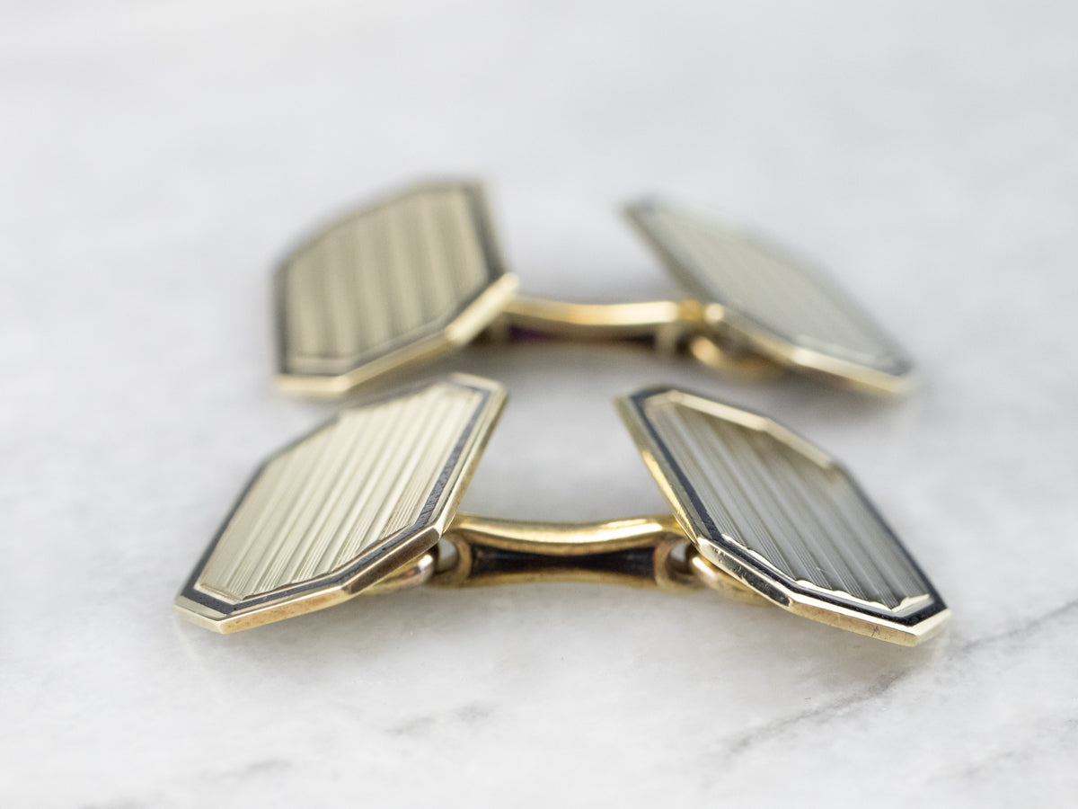 Gemelos vintage de oro esmaltado negro