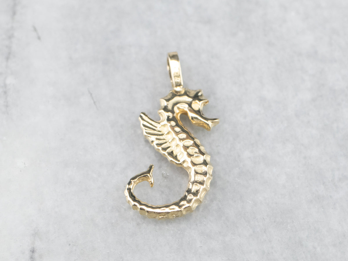 Golden Seahorse Charm Pendant