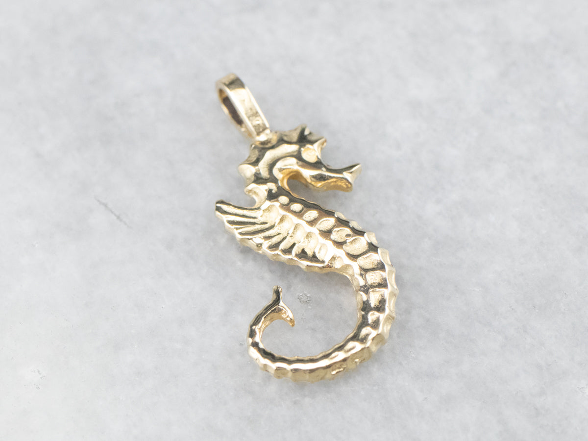 Golden Seahorse Charm Pendant