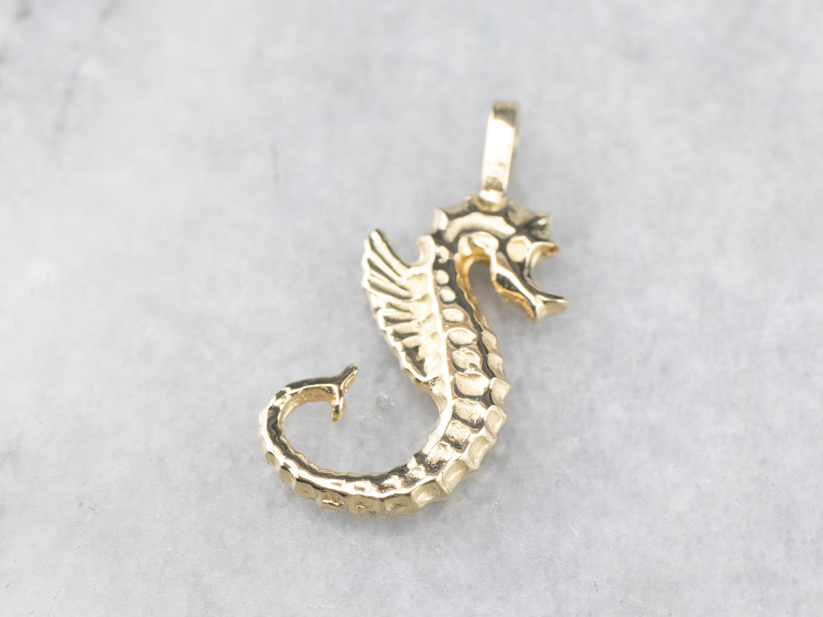 Golden Seahorse Charm Pendant