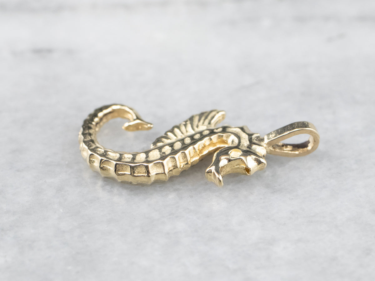 Golden Seahorse Charm Pendant