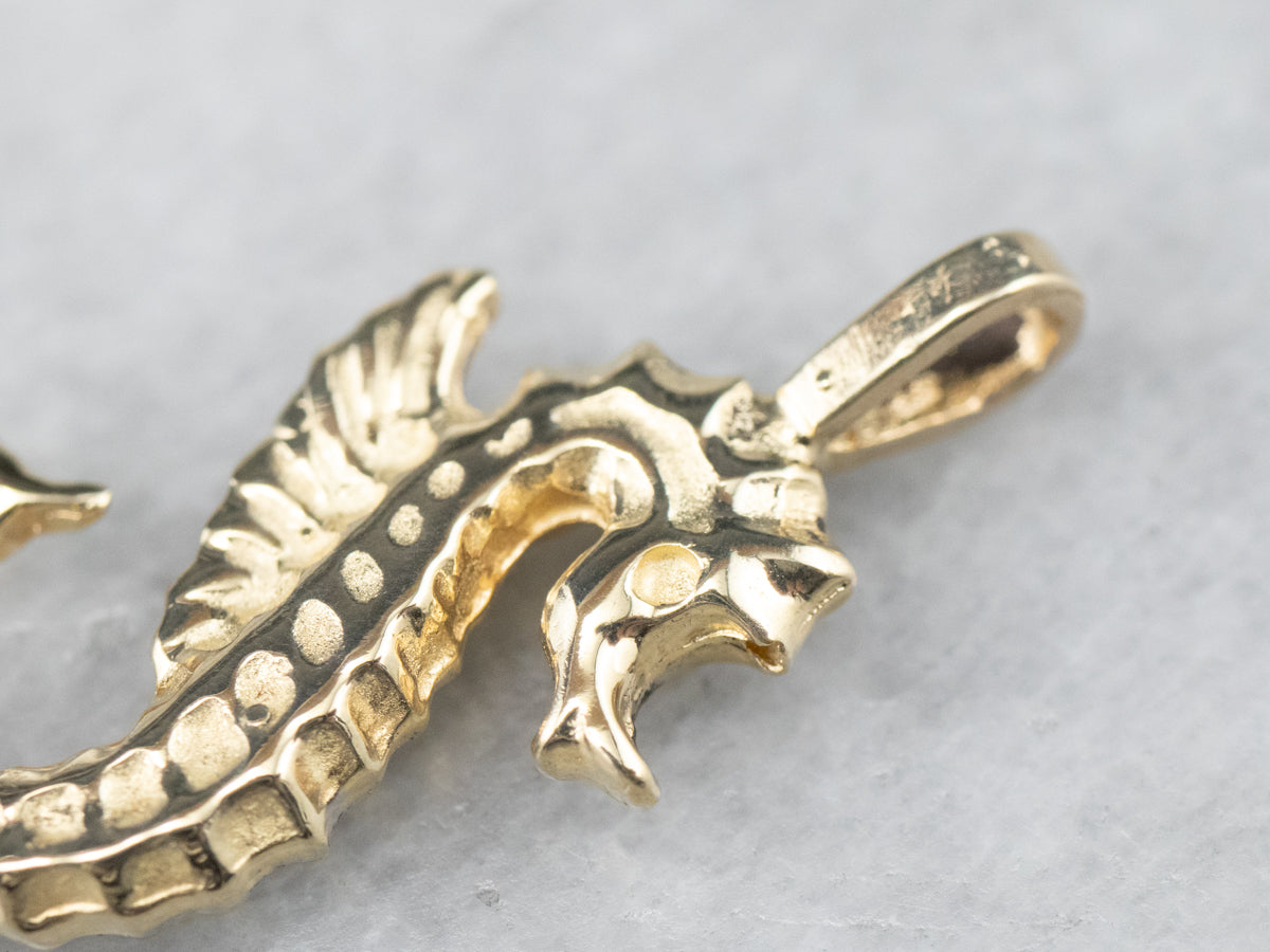 Golden Seahorse Charm Pendant