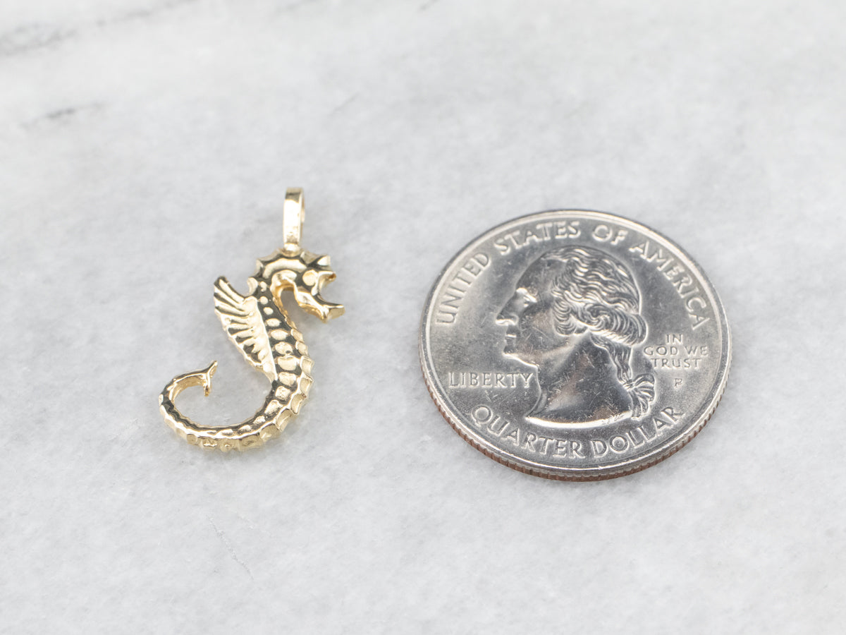 Golden Seahorse Charm Pendant