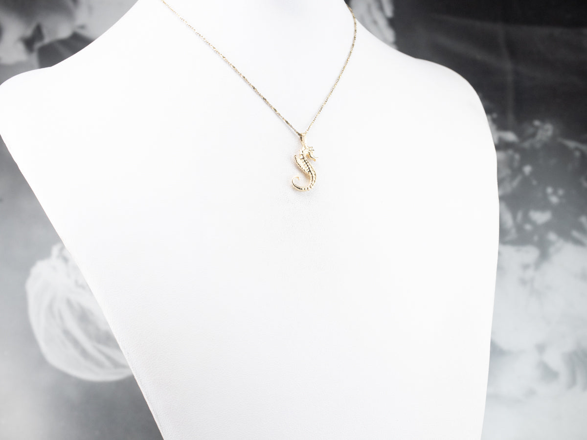 Golden Seahorse Charm Pendant
