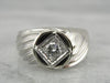 Diamond and White Gold Modernist Unisex Ring