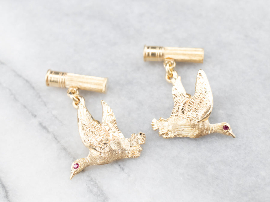 Yellow Gold and Ruby Duck Cufflinks