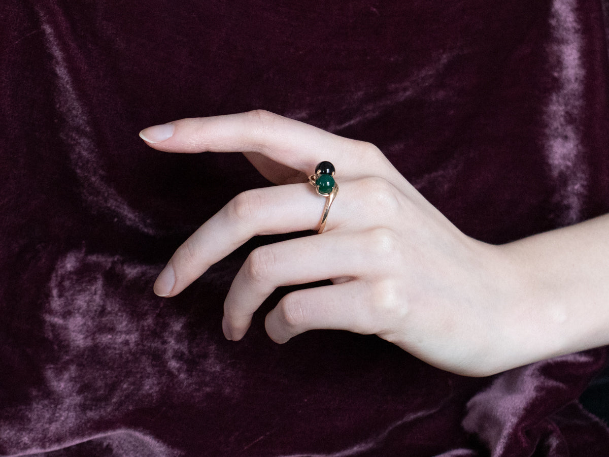 Black and Green Onyx Statement Ring