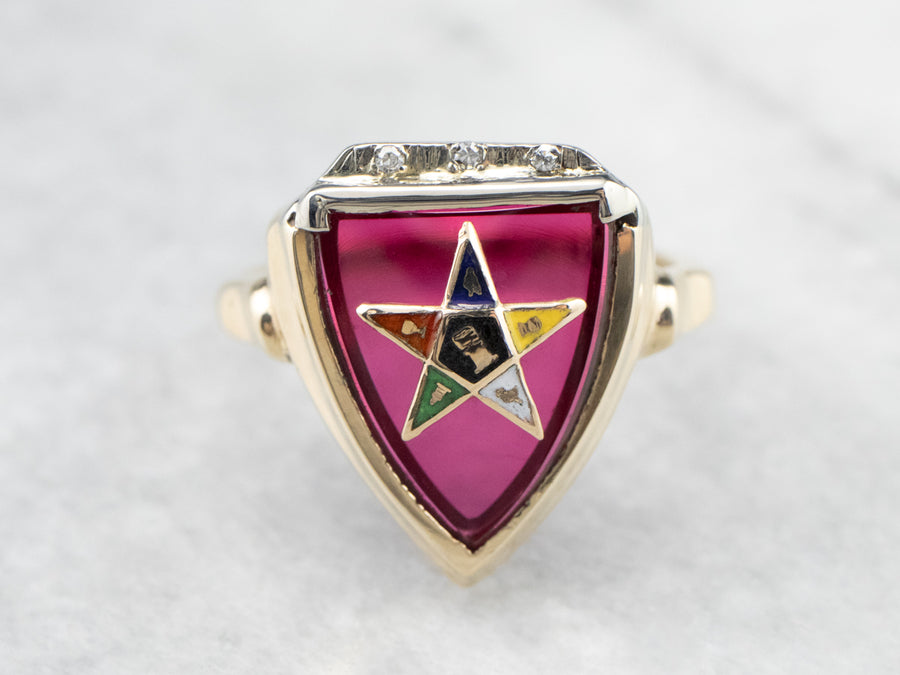 Order of the Eastern Star Ruby Glass Ring
