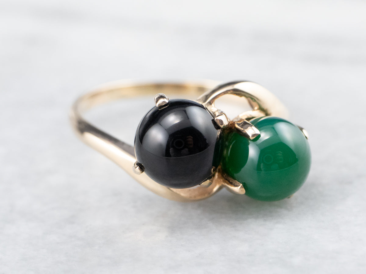 Black and Green Onyx Statement Ring