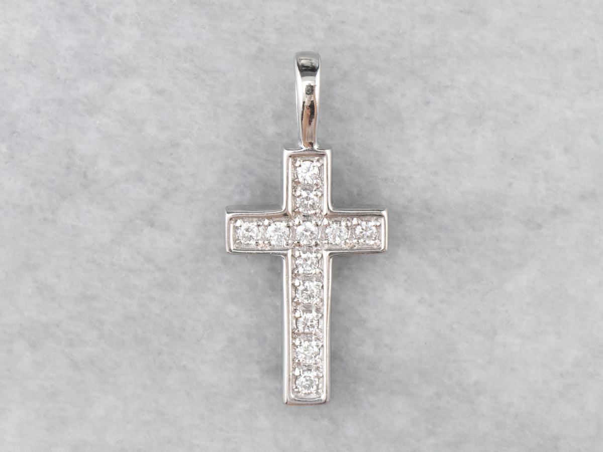 White Gold Diamond Cross