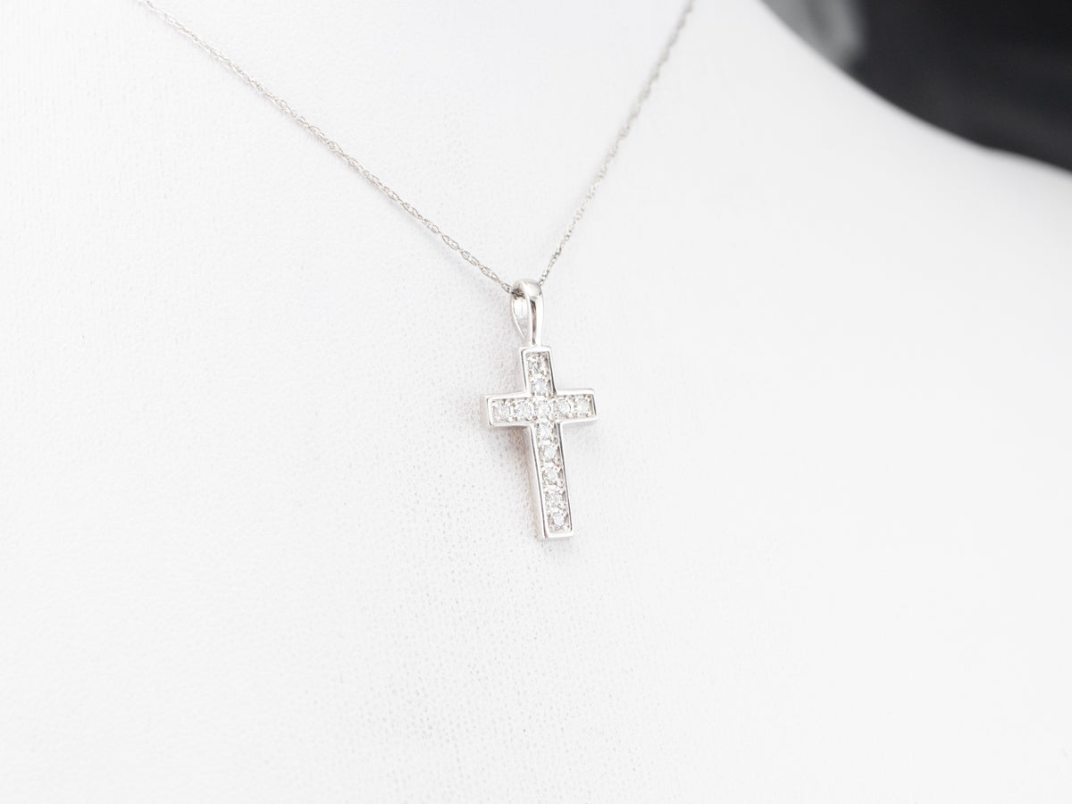White Gold Diamond Cross