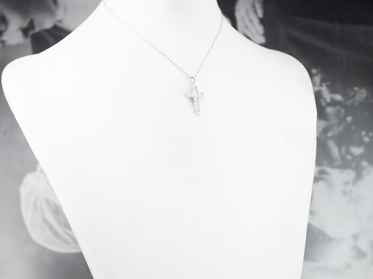 White Gold Diamond Cross