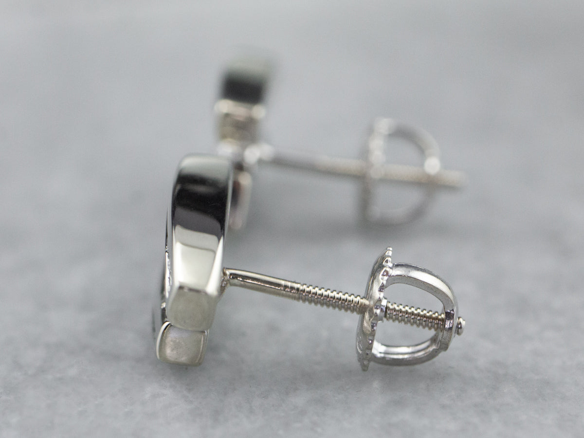 Sleek Diamond Screw Back Earrings