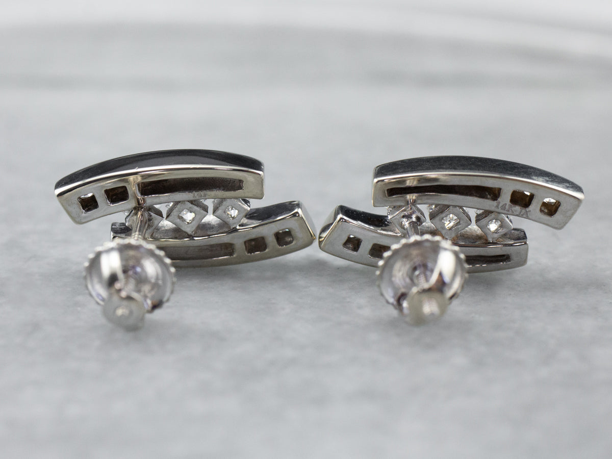 Sleek Diamond Screw Back Earrings