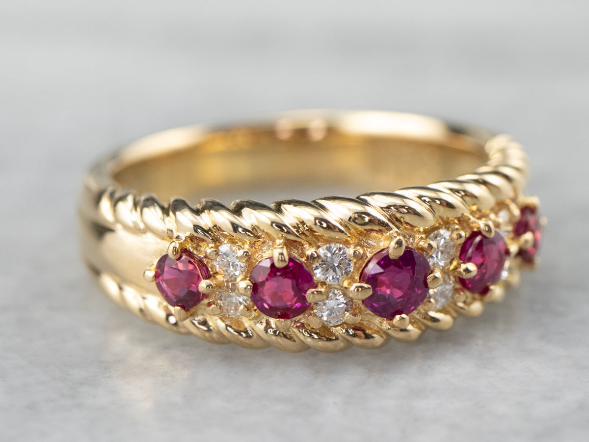18K Gold Ruby and Diamond Band