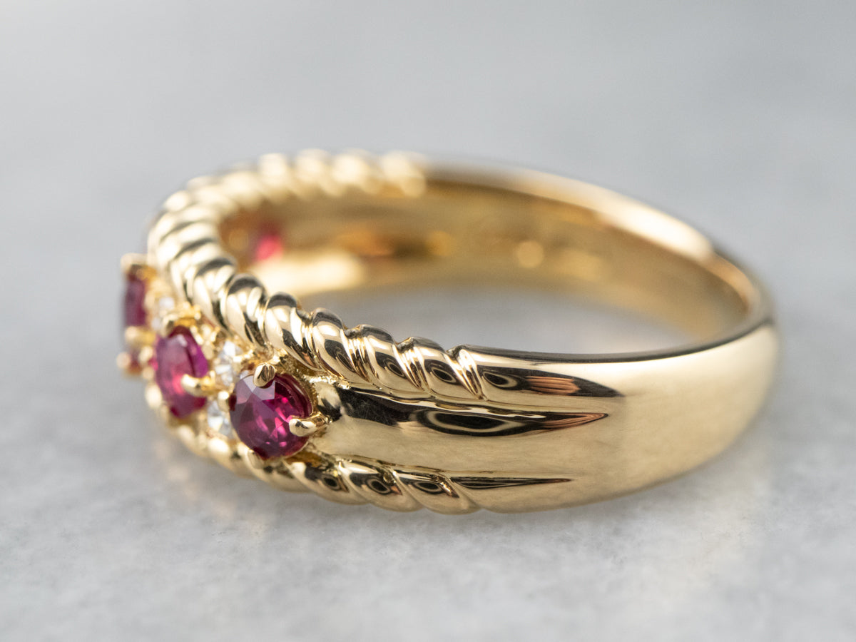 18K Gold Ruby and Diamond Band